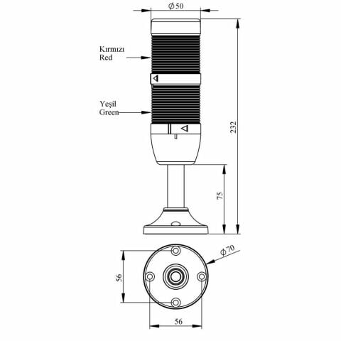 EMAS IK52L024XM03 50MM 24V LED 100MM AL.AYAKLI IKILI IK