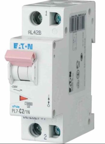 EATON PL7-C2-1N OTOMATİK SİGORTA-10KA-C EĞRİSİ-1X2-EATON