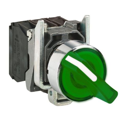 SCHNEIDER KALICI IŞIKLI MANDAL BUTON YEŞİL 1-0-2 230V AC LEDLİ 3389118223226