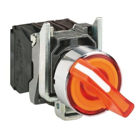 SCHNEIDER KALICI IŞIKLI MANDAL BUTON TURUNCU 1-0-2 230V AC LEDLİ 3389118223288