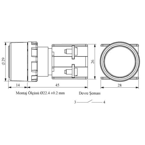 EMAS KB34DY KUMANDA DÜĞMESİ START YEŞİL