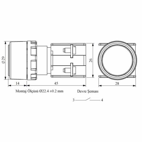EMAS KB34DY KUMANDA DÜĞMESİ START YEŞİL