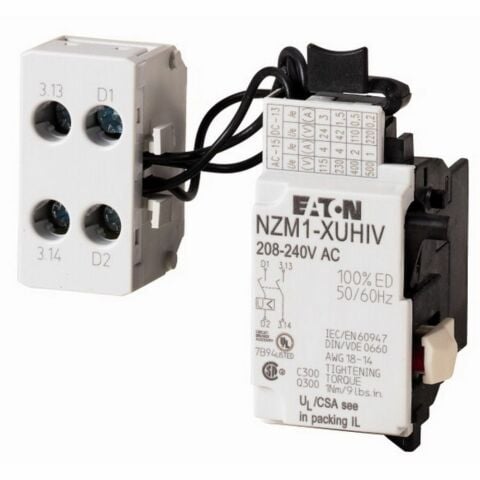 EATON NZM1-XUHIV208-240AC KOMPAKT ŞALTER AKSESUARI: ERKEN KAPAMA KONTAKLI DÜŞÜK GER.BOBİNİ NZM1
