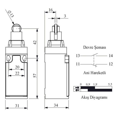 EMAS L3K13MUM331 DOGRUSAL HARK.13 MM METAL MAK. PIM