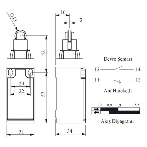 EMAS L3K13MUM331 DOGRUSAL HARK.13 MM METAL MAK. PIM