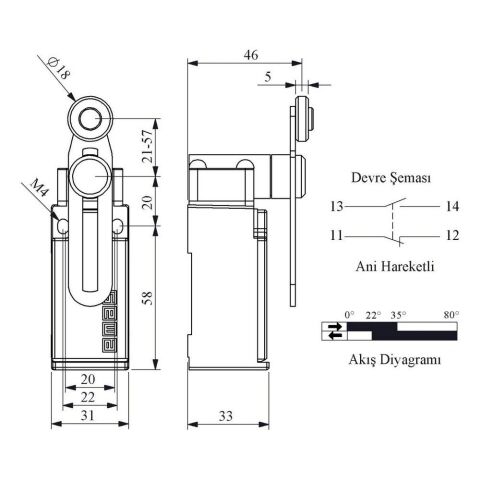 EMAS L51K13MEM122 ACISAL HARK.18 MM METAL MAK.AYARLI KISA DÖNER KOL
