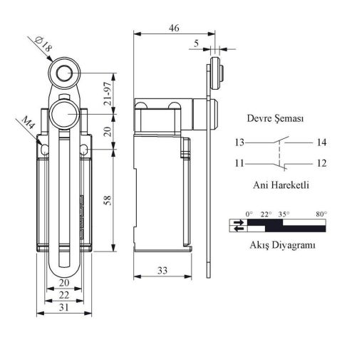 EMAS L51K13MEM123 ACISAL HARK.18 MM METAL MAK.AYARLIUZUN DÖNER KOL