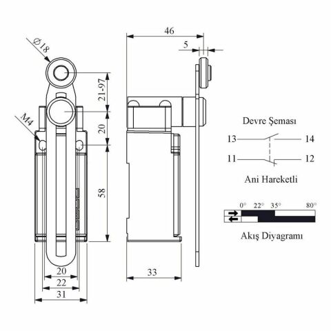 EMAS L51K13MEP123 ACISAL HARK.18 MM PLS MAK.AYARLIUZUN DÖNER KOL