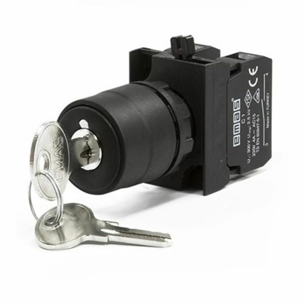 EMAS EMAS CP101AA32 SİYAH ANAHTARLI ÇİFT DÖNÜŞLÜ PLASTİK GÖVDELİ BUTON