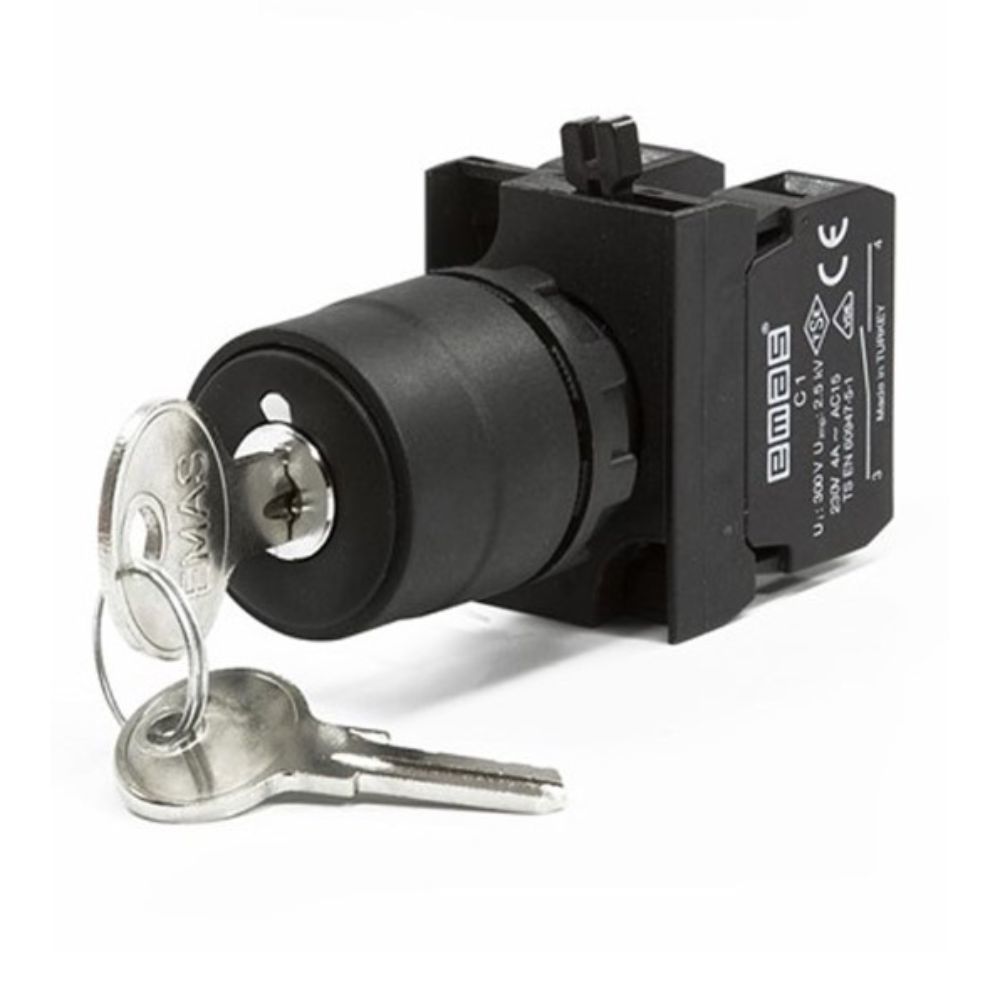 EMAS EMAS CP101AA32 SİYAH ANAHTARLI ÇİFT DÖNÜŞLÜ PLASTİK GÖVDELİ BUTON