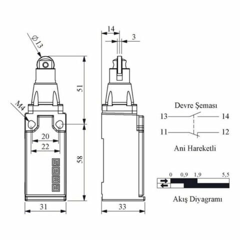 EMAS L51K13MUM331 DOGRUSAL HAREKETLİ METAL PİM ( METAL GÖVDELİ )