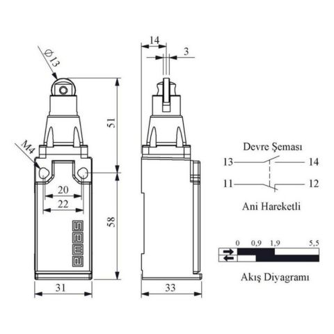EMAS L51K13MUM331 DOGRUSAL HAREKETLİ METAL PİM ( METAL GÖVDELİ )