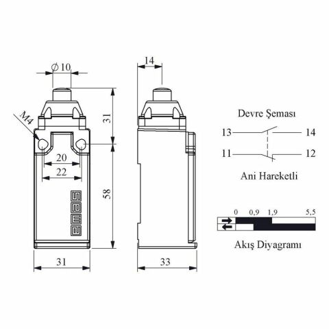 EMAS L51K13PUM211 DOGRUSAL HAREKETLİ METAL PİM ( METAL GÖVDELİ )
