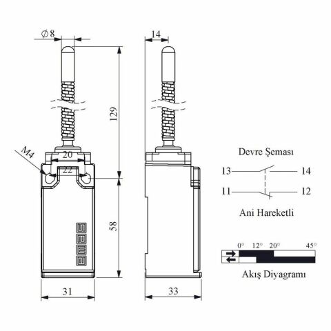 EMAS L51K13SOM102 ACISAL KARK UC TARAFI METAL SPİRAL ÇOK YÖN KOL