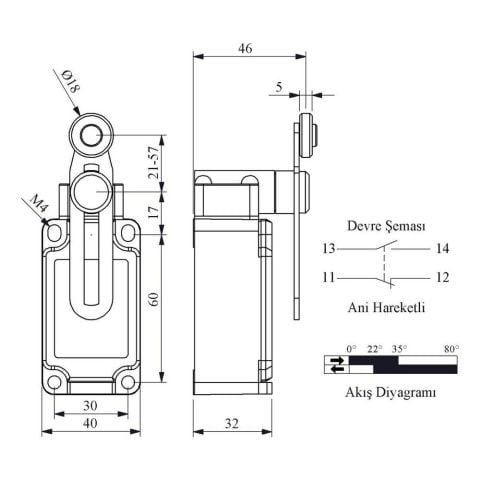 EMAS L52K13MEM122 ACISAL HARK.18 MM METAL MAK.AYARLI KISA DÖNER KOL