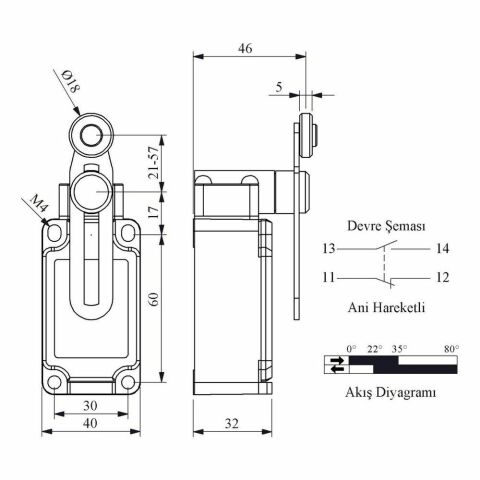 EMAS L52K13MEM122 ACISAL HARK.18 MM METAL MAK.AYARLI KISA DÖNER KOL