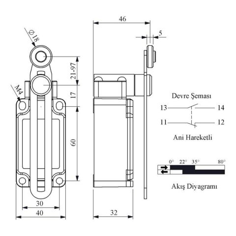 EMAS L52K13MEM123 ACISAL HARK.18 MM METAL MAK.AYARLIUZUN DÖNER KOL
