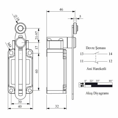 EMAS L52K13MEM123 ACISAL HARK.18 MM METAL MAK.AYARLIUZUN DÖNER KOL