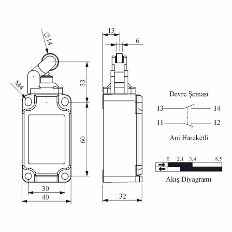 EMAS L52K13MIP311 ACISAL HAREKETLİ 14 MM. PLS. MAKARALI KOL