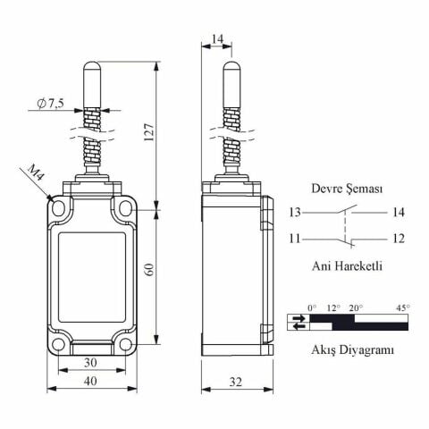 EMAS L52K13SOM102 ACISAL KARK UC TARAFI METAL SPİRAL ÇOK YÖN KOL
