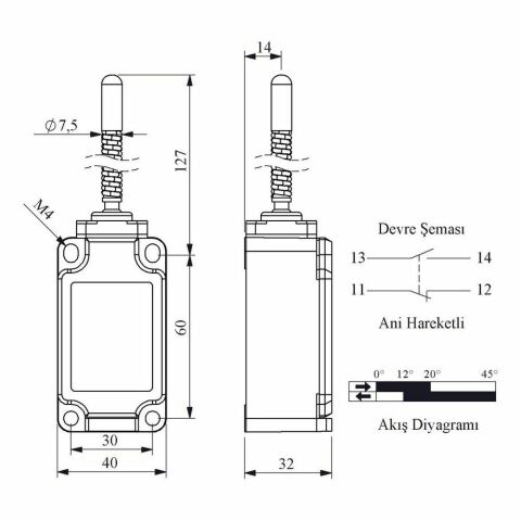 EMAS L52K13SOM102 ACISAL KARK UC TARAFI METAL SPİRAL ÇOK YÖN KOL