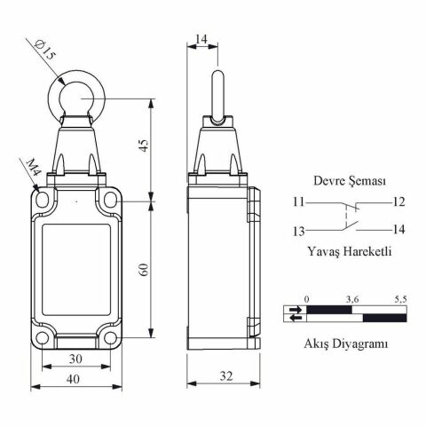 EMAS L52K23HUM111 L52 GERDİRMELİ EMNİYET SINIR ŞALTERİ
