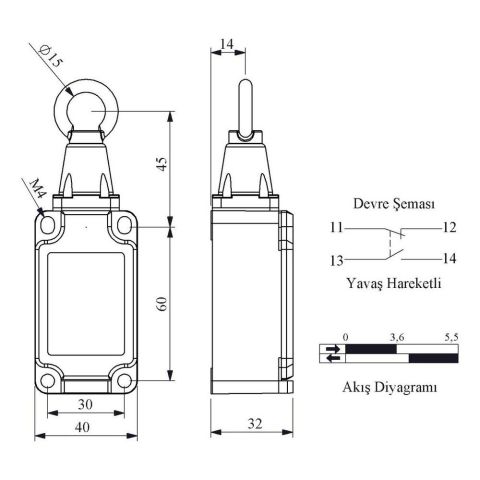 EMAS L52K23HUM111 L52 GERDİRMELİ EMNİYET SINIR ŞALTERİ