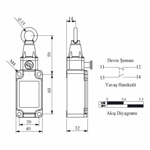 EMAS L52K23HUM112 L52 GERDİRMELİ RESETLİ EMNİYET SINIR ŞALTERİ