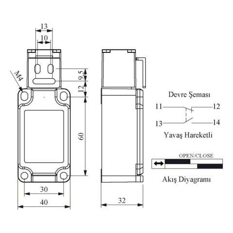 EMAS L52K23LUM321 EMNİYET SINIR ŞALTERİ KIVRIK METAL ANAHTARLI