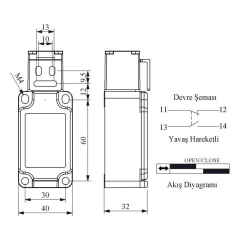 EMAS L52K23LUM321 EMNİYET SINIR ŞALTERİ KIVRIK METAL ANAHTARLI