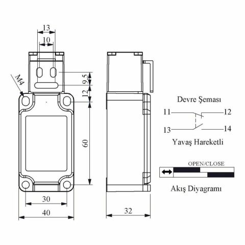 EMAS L52K23LUM321 EMNİYET SINIR ŞALTERİ KIVRIK METAL ANAHTARLI