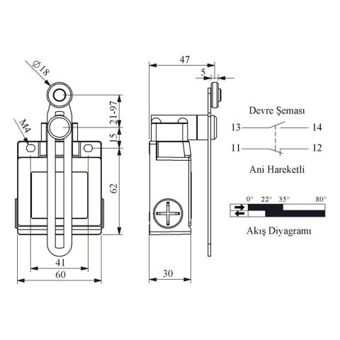 EMAS L53K13MEM123 ACISAL HARK.18 MM METAL MAK.AYARLIUZUN DÖNER KOL