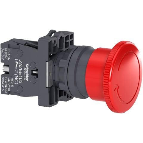 Acil durdurma kapatma, Easy Harmony XA2, plastik, kırmızı mantar 40mm, 22mm, açma için dönüş, 1NC