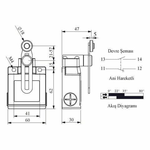 EMAS L53K13MEP122 ACISAL HARK.18 MM PLS MAK.AYARLI DÖNER KOL