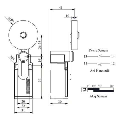 EMAS L5K13MEL122 ACISAL HARK. 50 MM AYARLA. LAS MAK KISA DÖNER KOL