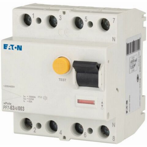 EATON PF7-63/4/003-DE ARTIK AKIM DEVRE KESİCİLER (AC TİPİ) 4X63A, 10KA, 30MA