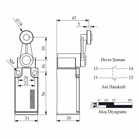 EMAS L5K13MEM121 ACISAL HARK.18MM METAL MAK.DÖNER KOL