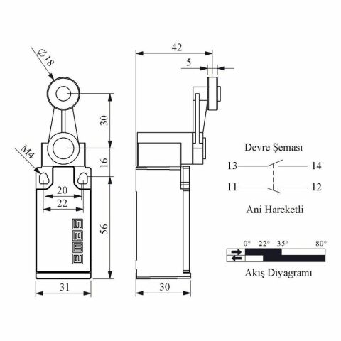 EMAS L5K13MEP121 ACISAL HARK.18MM PLAST MAK.DÖNER KOL