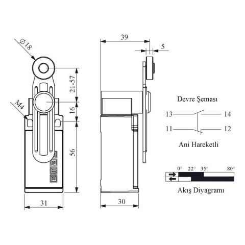 EMAS L5K13MEP122 ACISAL HARK. 18 MM AYAR. PLS MAK KISA DÖNER KOL