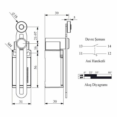 EMAS L5K13MEP123 ACISAL HARK. 18 MM AYAR. PLS MAK UZUN DÖNER KOL