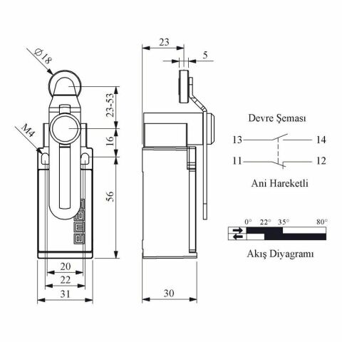 EMAS L5K13MEP124 ACISAL HARK. 18MM KIV. AYAR. PLS MAK. DÖNER KOL