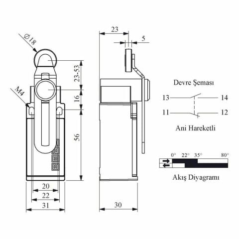 EMAS L5K13MEP124 ACISAL HARK. 18MM KIV. AYAR. PLS MAK. DÖNER KOL