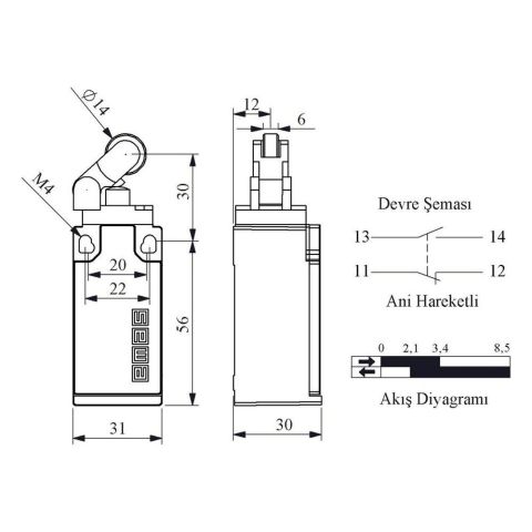 EMAS L5K13MIM311 ACISAL HAREKETLİ 14 MM. METAL MAKARALI KOL