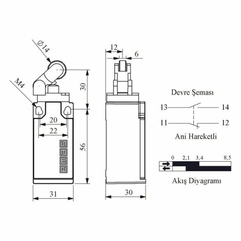 EMAS L5K13MIP311 ACISAL HAREKETLİ 14 MM. PLS. MAKARALI KOL
