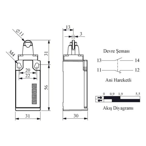 EMAS L5K13MUP331 DOGRUSAL HAREKETLİ 11 MM. PL MAKARALI PİM