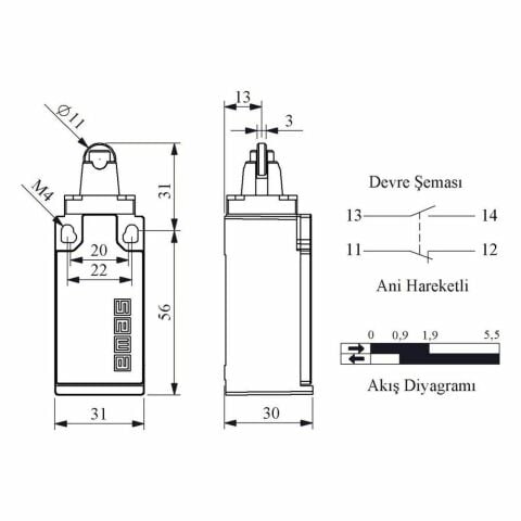 EMAS L5K13MUP331 DOGRUSAL HAREKETLİ 11 MM. PL MAKARALI PİM