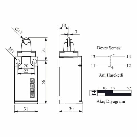 EMAS L5K13MUP331 DOGRUSAL HAREKETLİ 11 MM. PL MAKARALI PİM