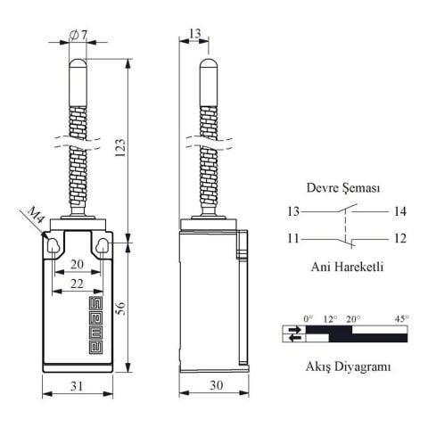 EMAS L5K13SOM102 ACISAL HARK. UC TARAFI METAL SPİRAL ÇOK YÖN KOL