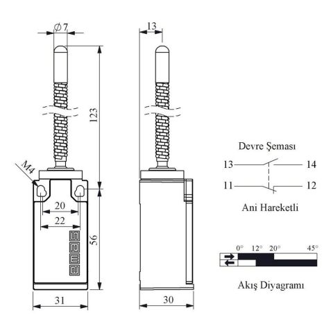 EMAS L5K13SOM102 ACISAL HARK. UC TARAFI METAL SPİRAL ÇOK YÖN KOL
