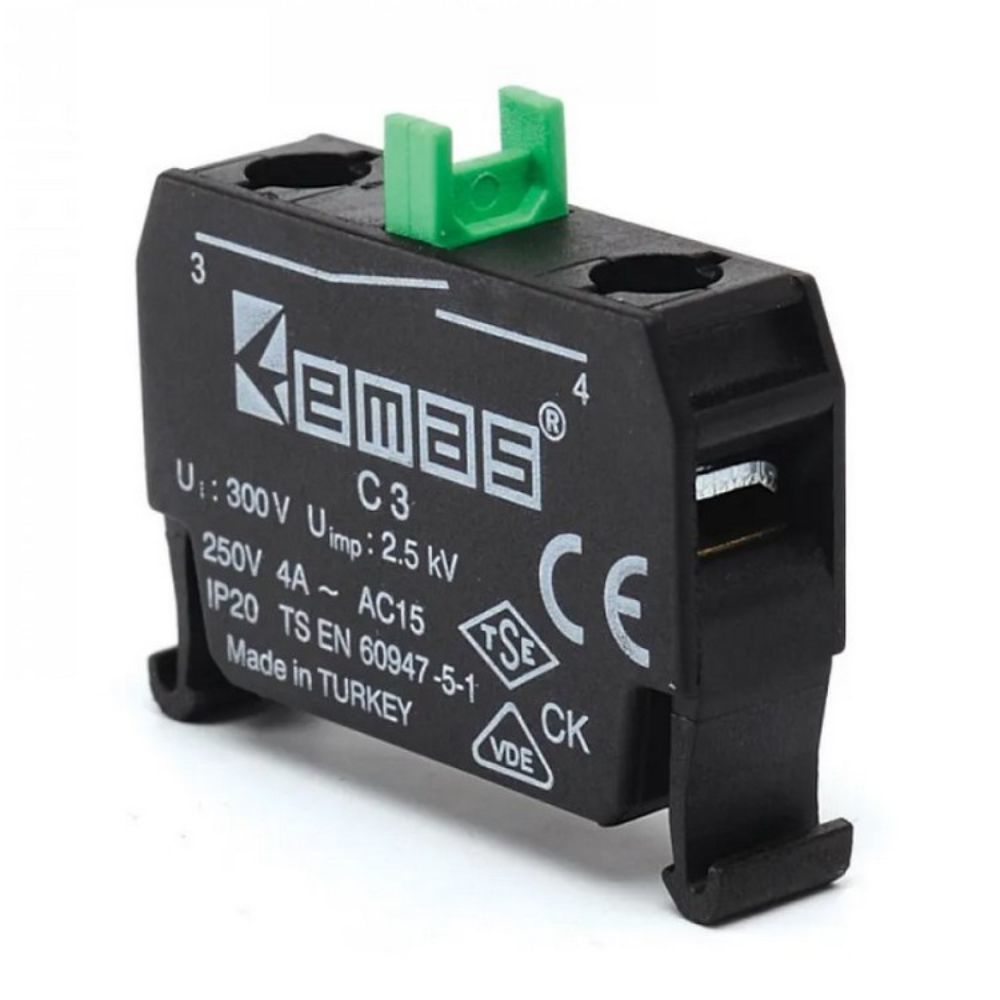 EMAS C3CK 1NA KUMANDA BUTONU SİYAH RENKLİ C BUTONA UYGUN KUTULUK